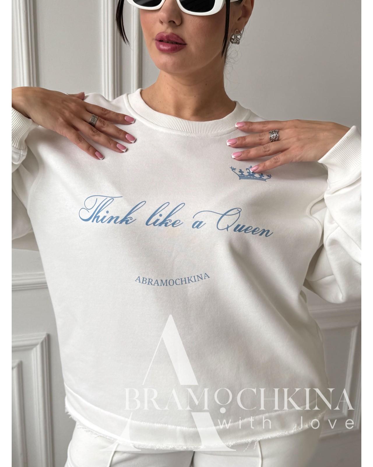 Костюм трикотаж (Принт)  Молочний / Штани Стрілка